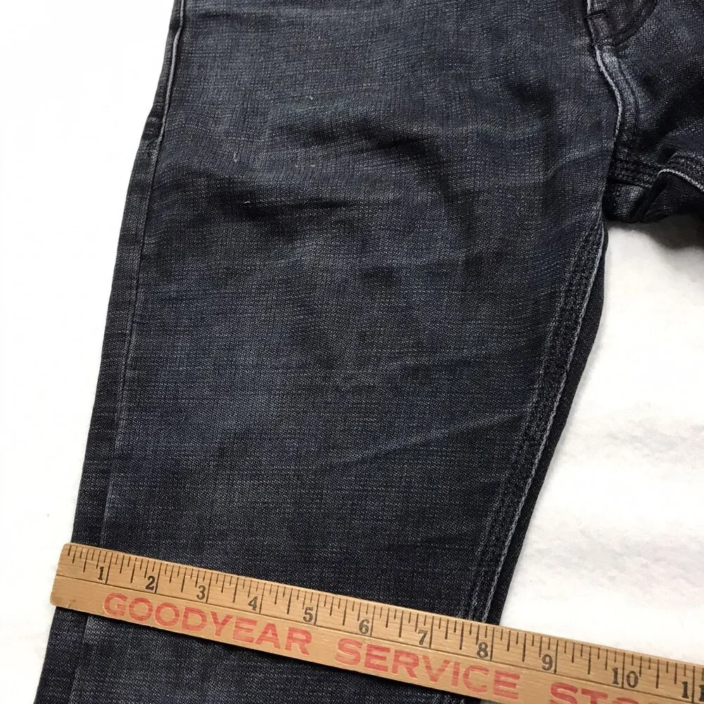 Y2K HUGO BOSS Double Weave Jeans Men 32 (30x30 fit)  Black Stretch ITALY Denim